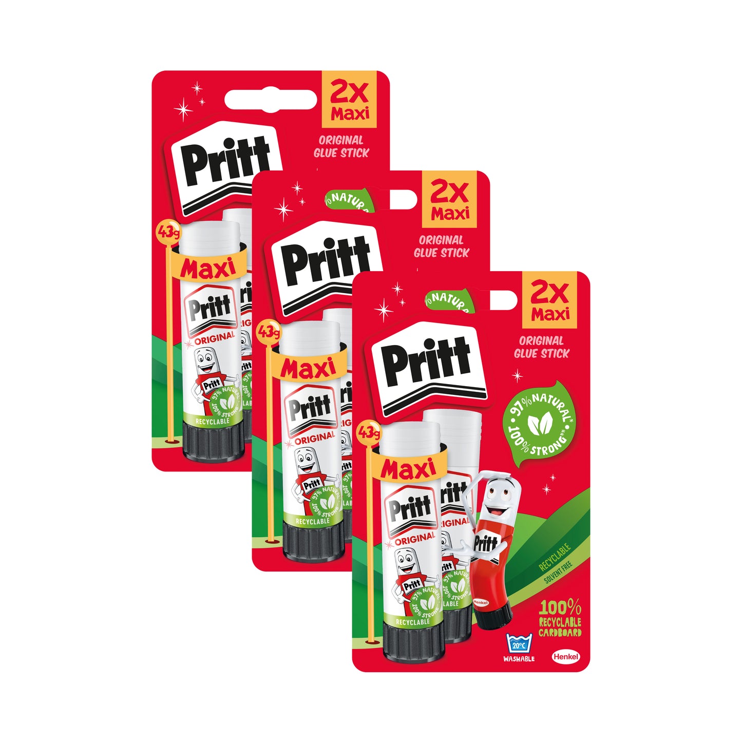 Pritt Stick Glue Stick 43g (Pack of 2) Buy 2 Get One FOC