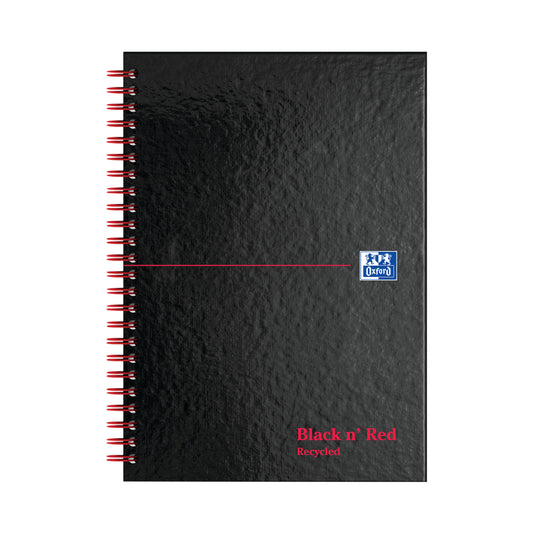 Black n' Red Wirebound Recycled Ruled Hardback Notebook A5 (Pack of 5) 100080113