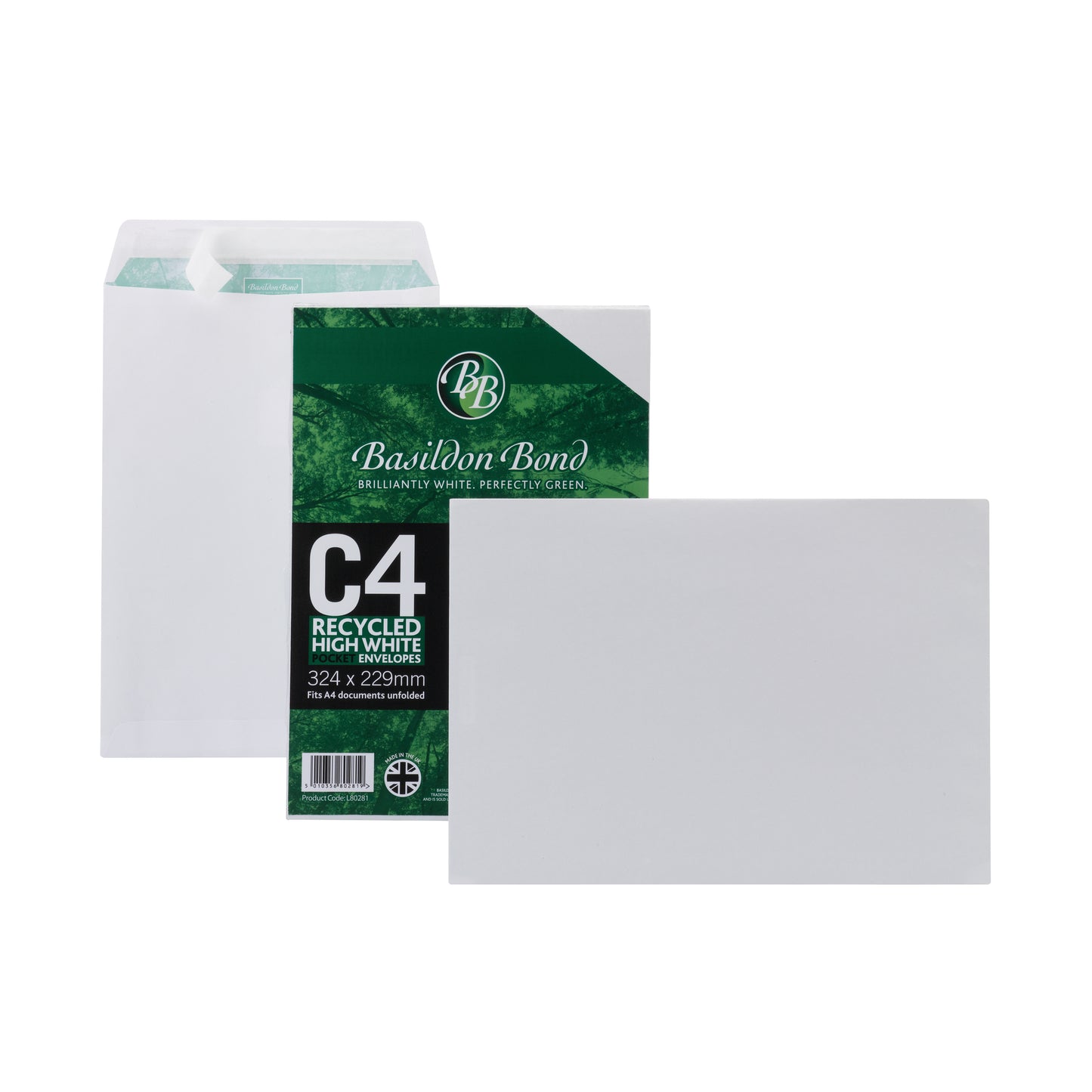 Basildon Bond C4 Pocket Envelope Plain White (Pack of 50) L80281