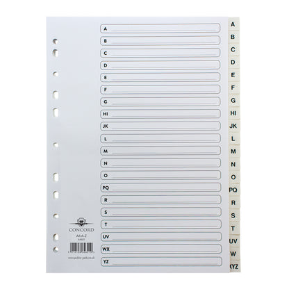 Concord Index A-Z 20-Part A4 Polypropylene White 64601