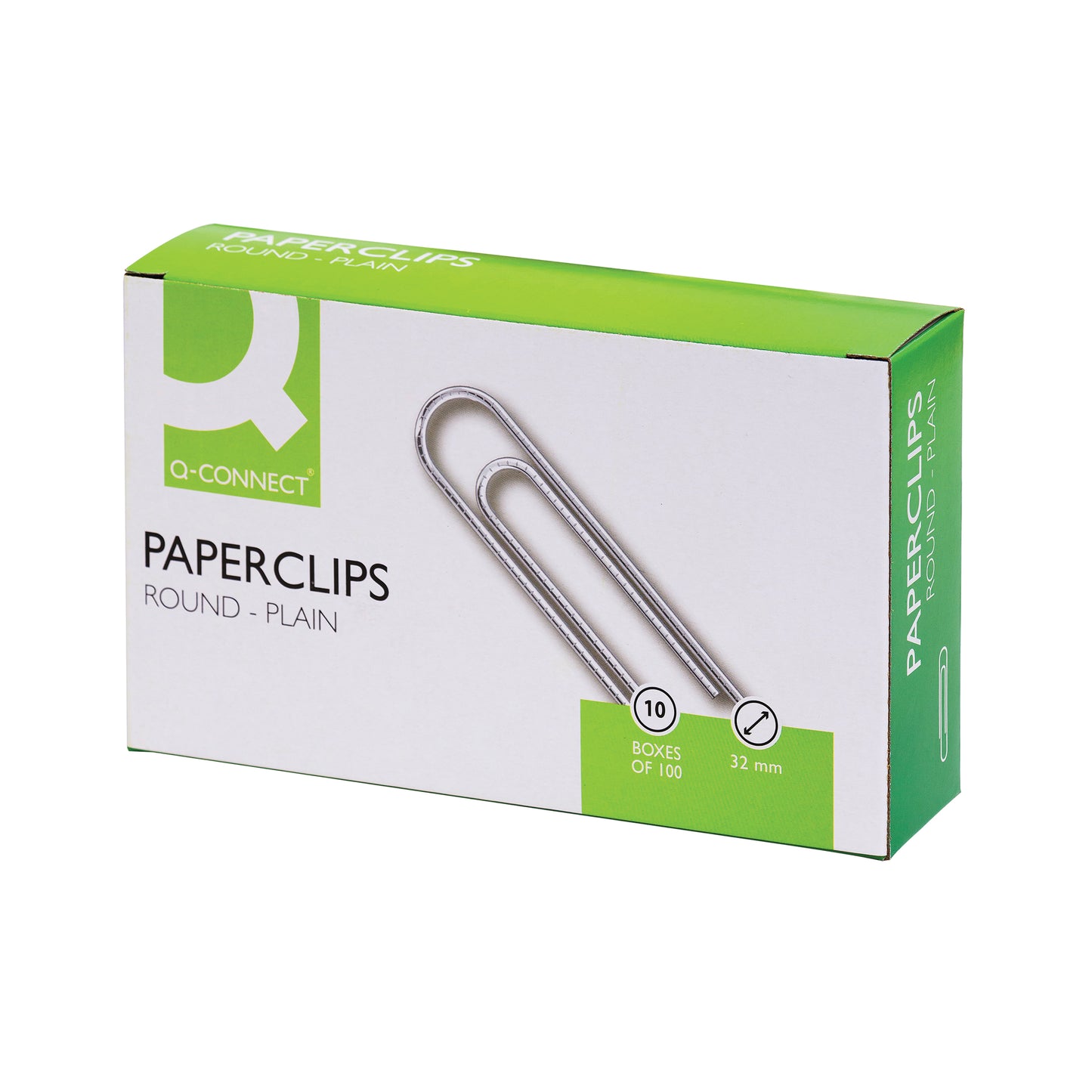 Q-Connect Paperclips Plain 32mm 100 Per Box (Pack of 10) KF01314Q