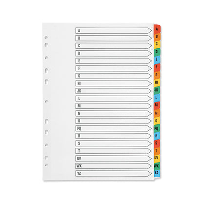 Q-Connect Multi-Punched A-Z 20-Part Reinforced Multi-Colour A4 Index Pre-Printed Tabs KF01523