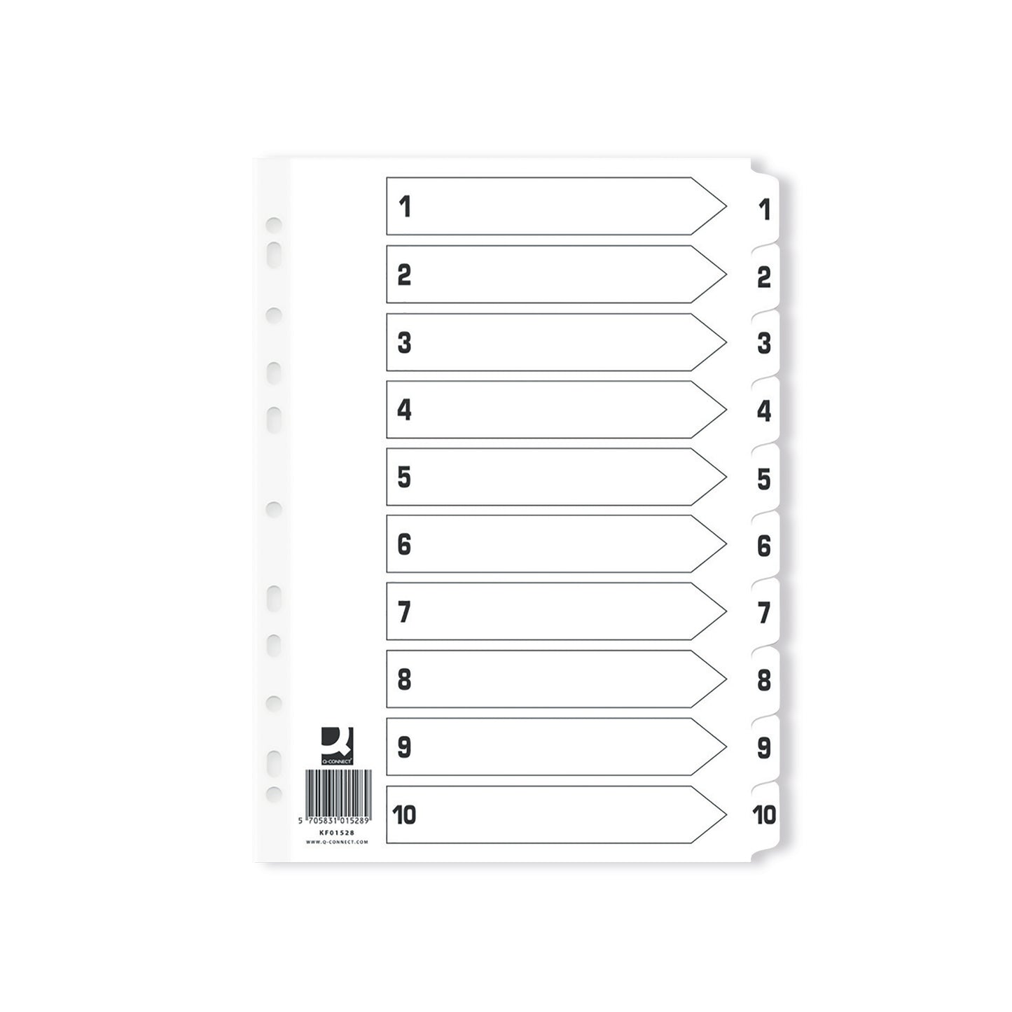 Q-Connect Index 1-10 Board Reinforced White (Pack of 25) KF01528Q