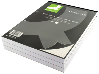 Q-Connect Feint Ruled Margin Headbound Refill Pad 200 Pages A4 (Pack of 5) KF02234