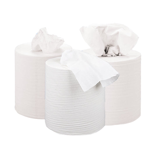 2Work 2-Ply Centrefeed Roll 150m White (Pack of 6) KF03804
