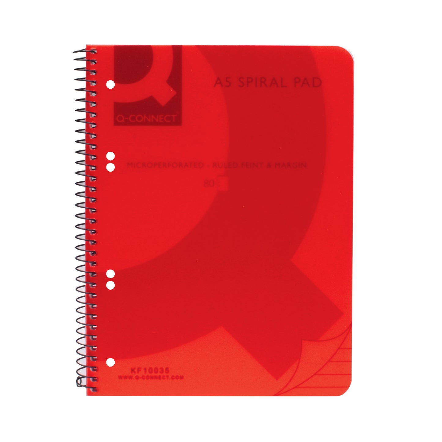 Q-Connect Spiral Bound Polypropylene Notebook 160 Pages A5 Red (Pack of 5) KF10035