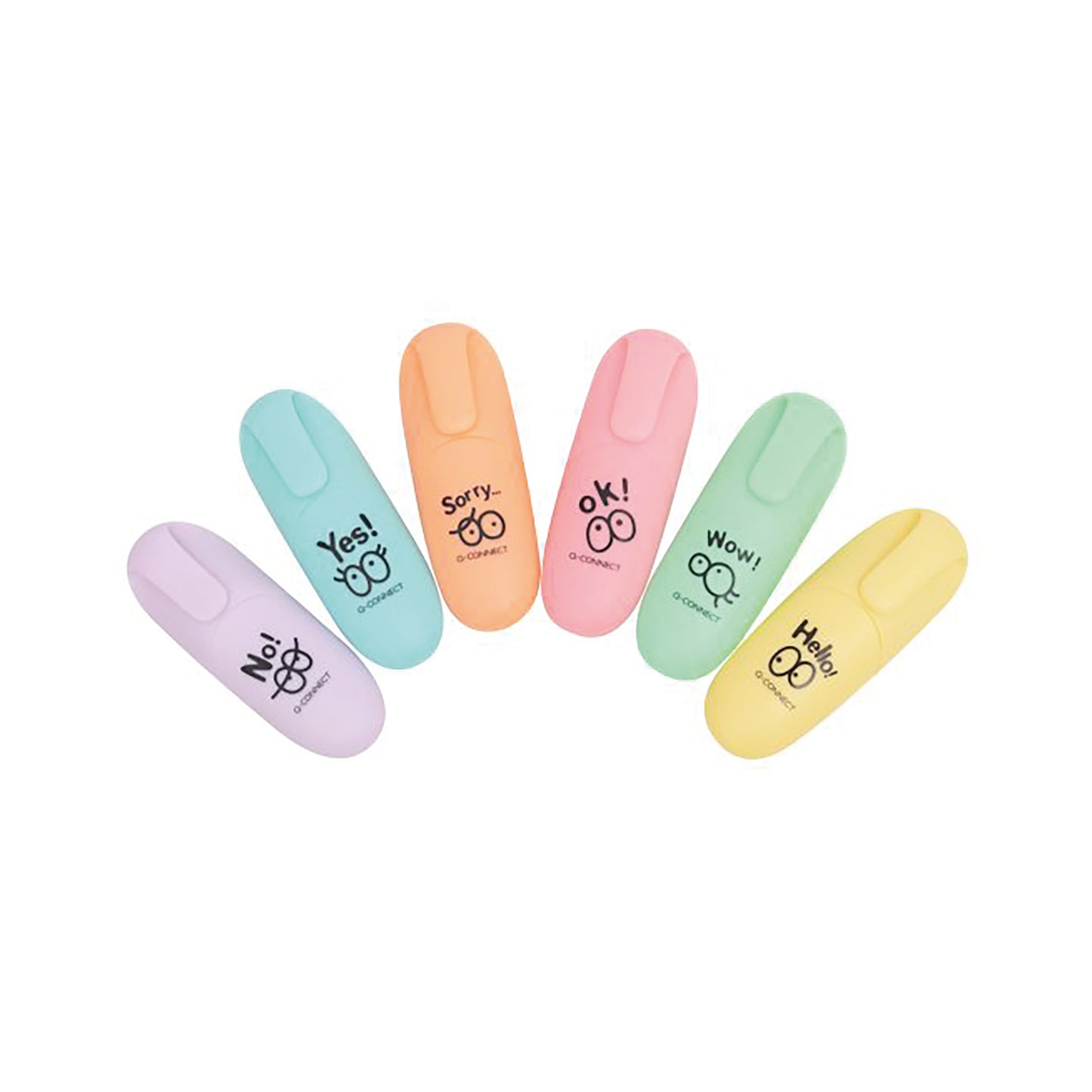 Q-Connect Fun Mini Highlighter Pens Pastel Assorted (Pack of 6) KF17419