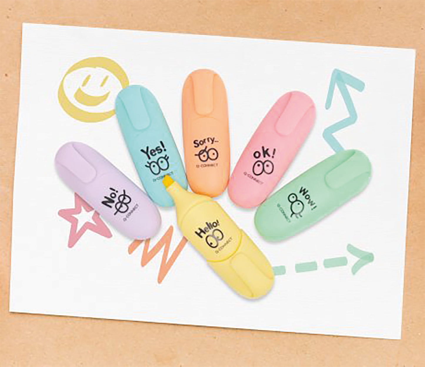 Q-Connect Fun Mini Highlighter Pens Pastel Assorted (Pack of 6) KF17419