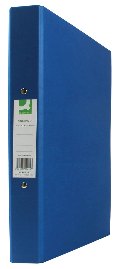 Q-Connect 2 Ring 25mm Paper Over Board Blue A4 Binder (Pack of 10) KF20035