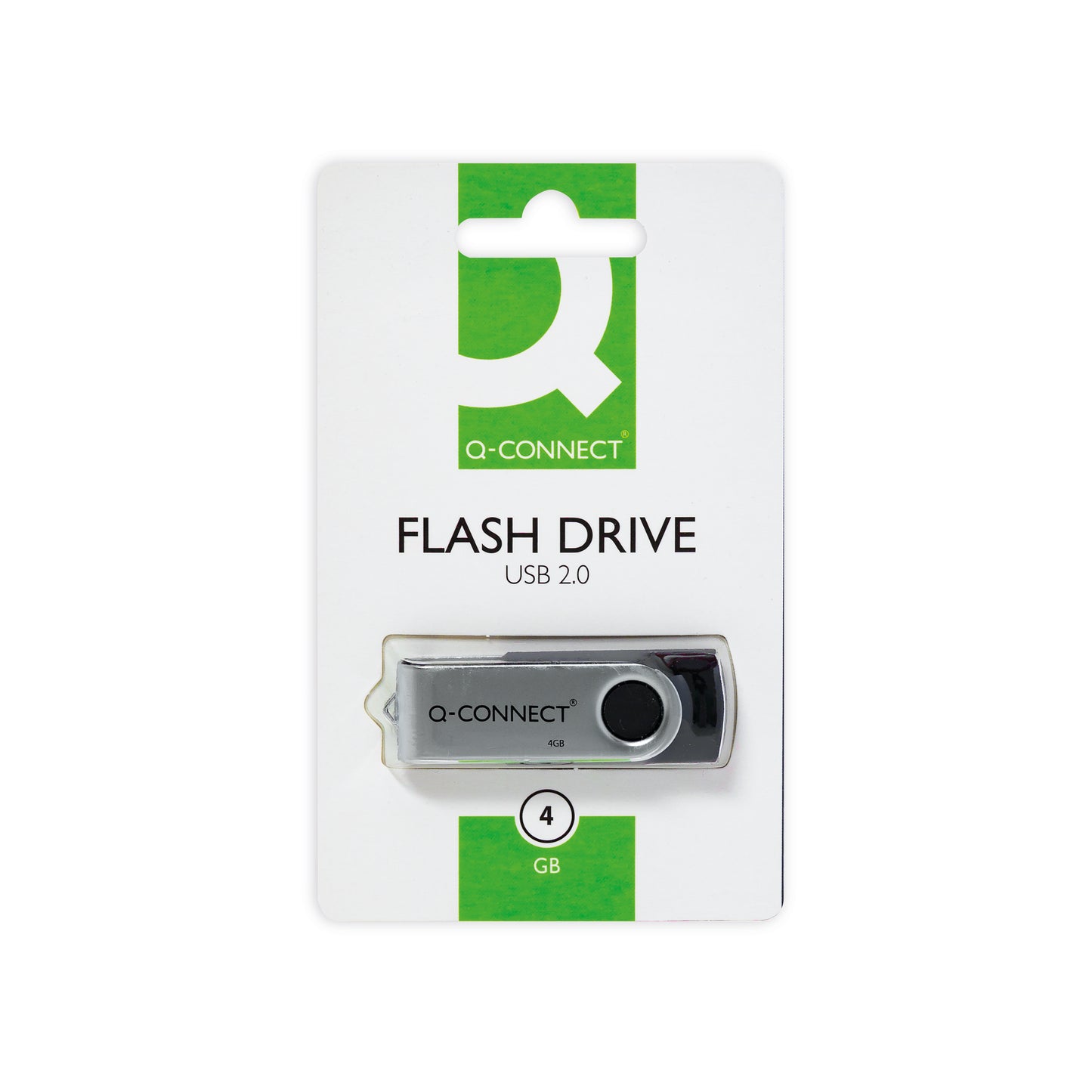 Q-Connect USB 2.0 Swivel 4GB Flash Drive Silver/Black KF41511