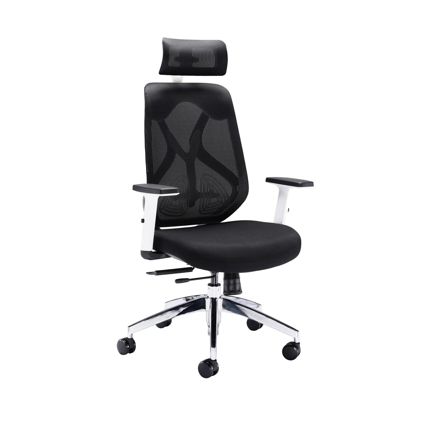 Polaris Stealth Operator Chair Headrest Adjustable Arms 660x660x1140-1240mm White/Black KF70060