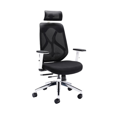 Polaris Stealth Operator Chair Headrest Adjustable Arms 660x660x1140-1240mm White/Black KF70060