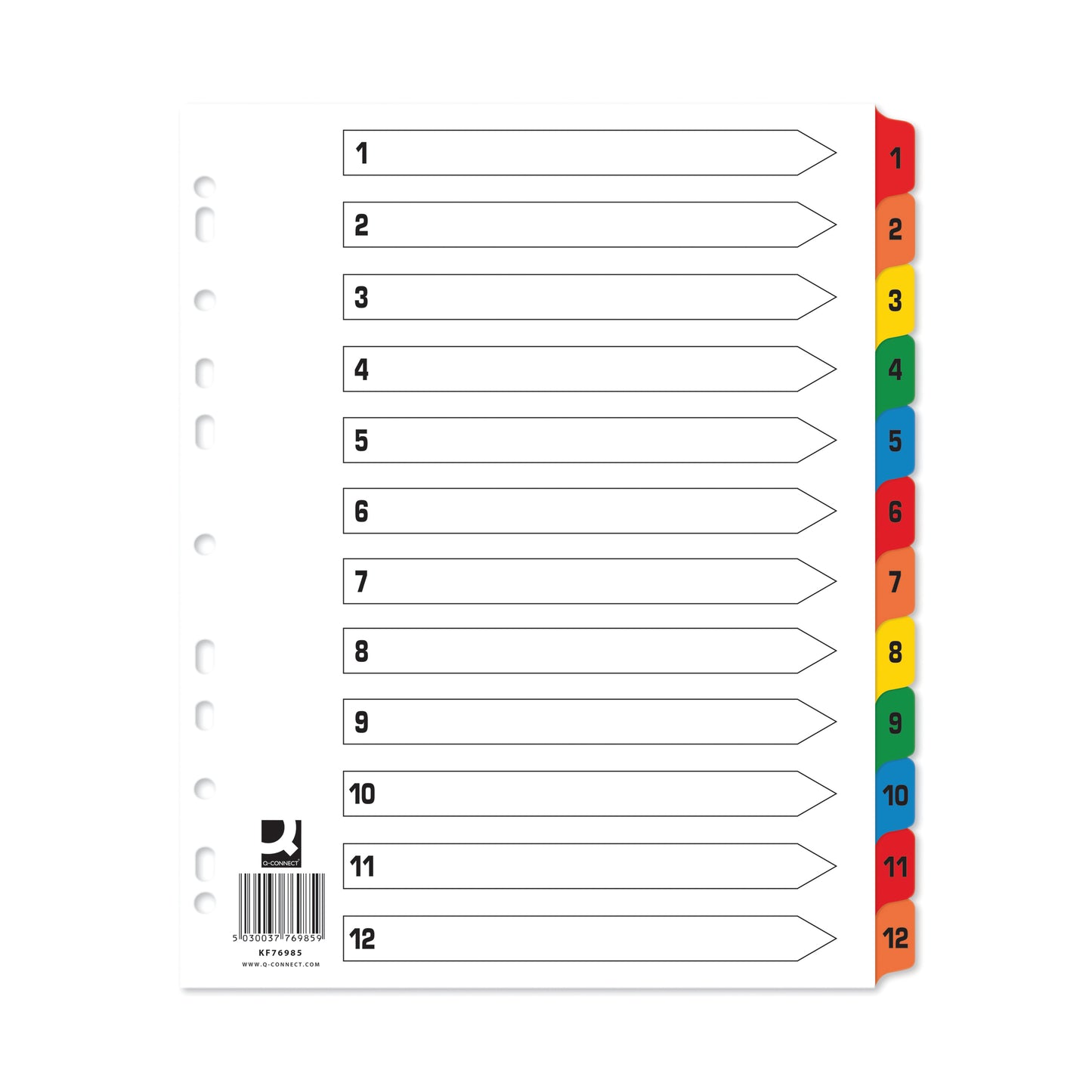 Q-Connect EW Index 1-12 Reinforced Multicoloured (Pack of 25) KF76985Q