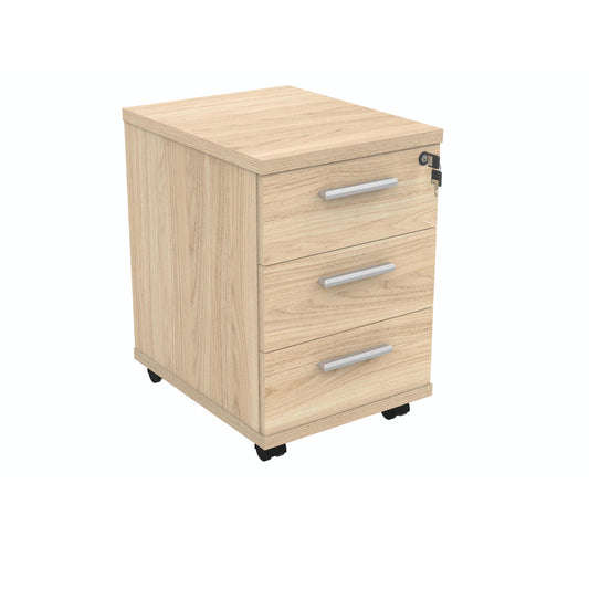 Polaris 3 Drawer Mobile Under Desk Pedestal 404x500x595mm Canadian Oak KF77885