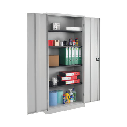 Talos Double Door Stationery Cupboard 920x420x1950mm Grey KF78756