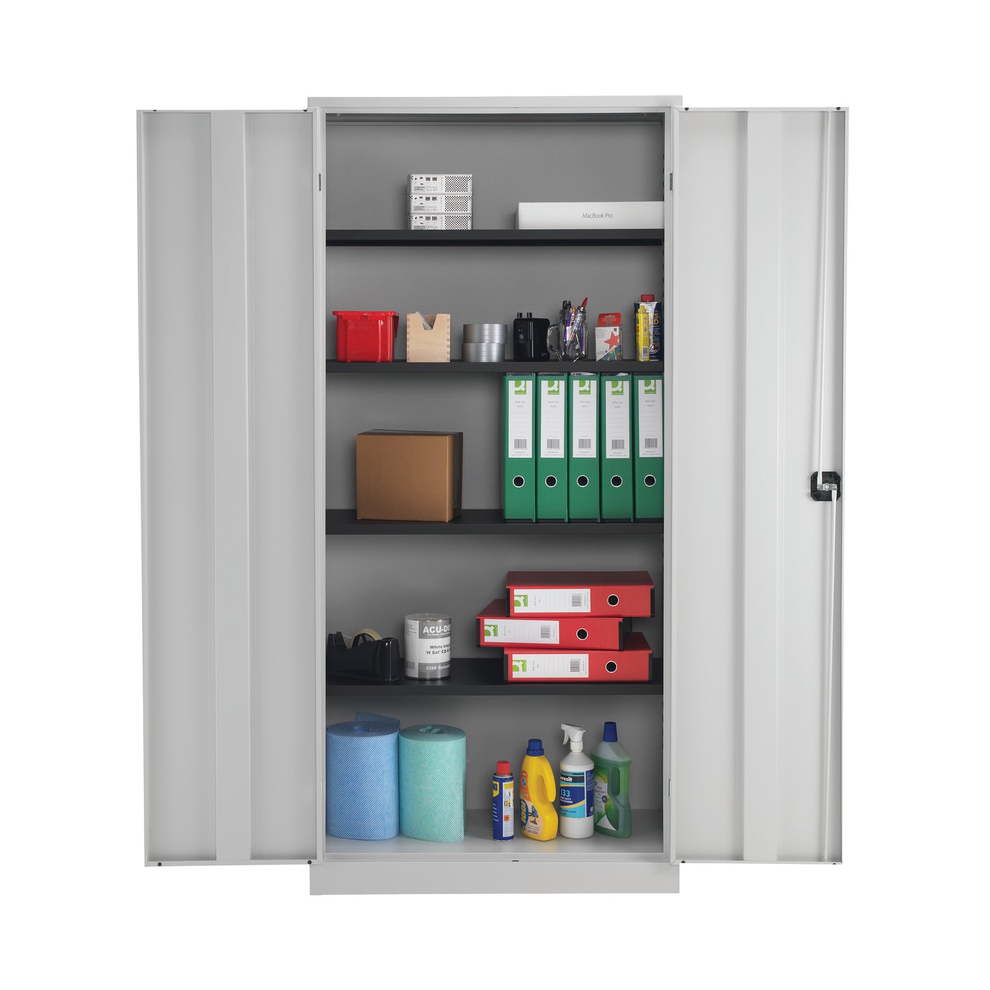 Talos Double Door Stationery Cupboard 920x420x1950mm Grey KF78756