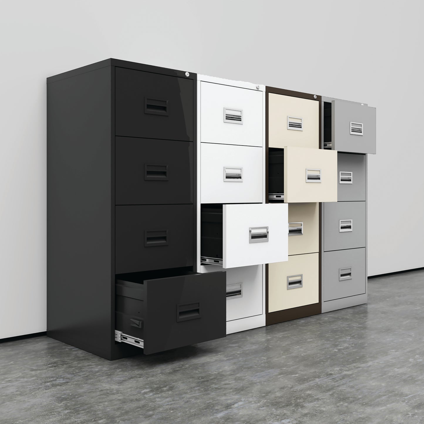 Talos 4 Drawer Filing Cabinet 465x620x1300mm Grey KF78772