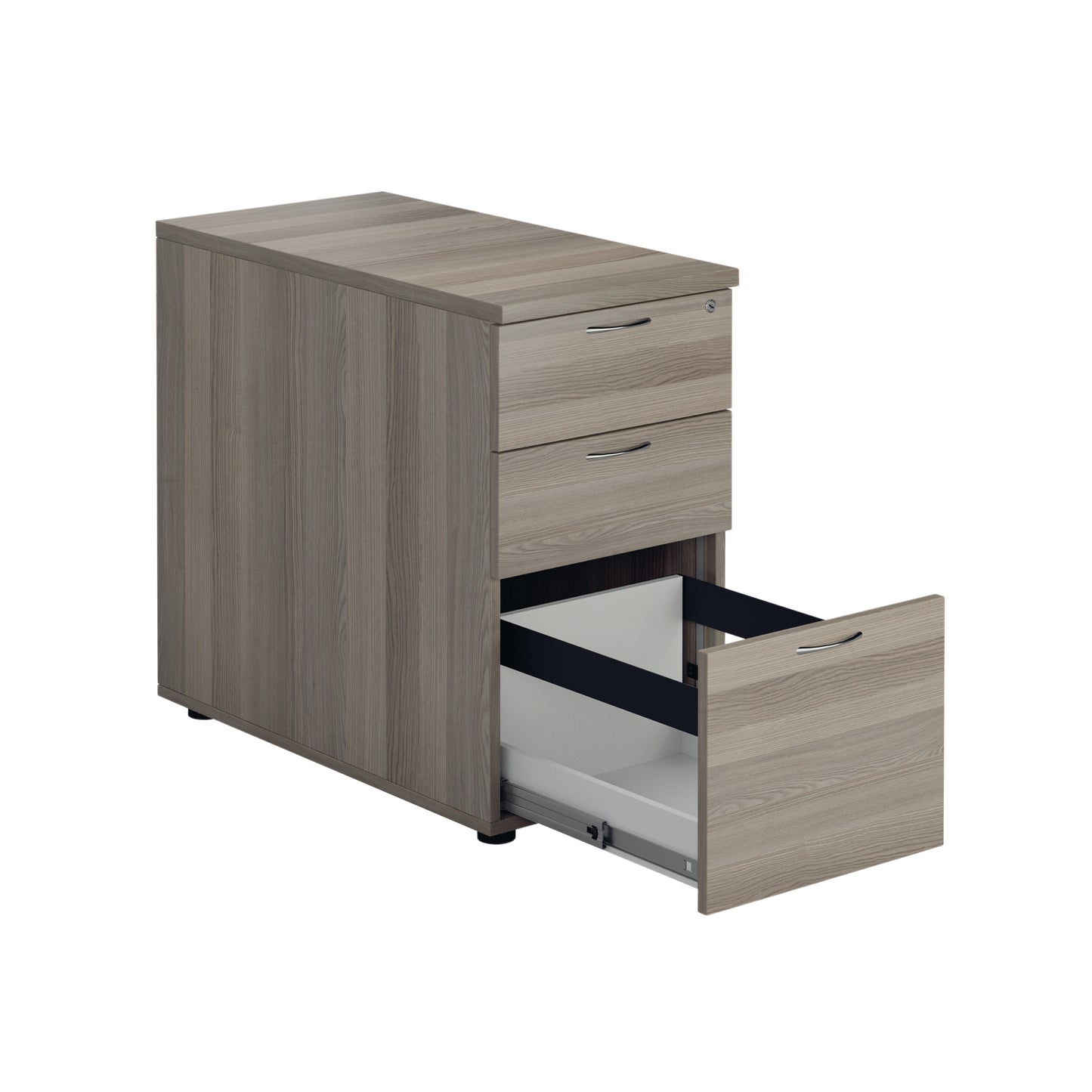 Jemini 3 Drawer Desk High Pedestal 404x800x730mm Grey Oak KF78951