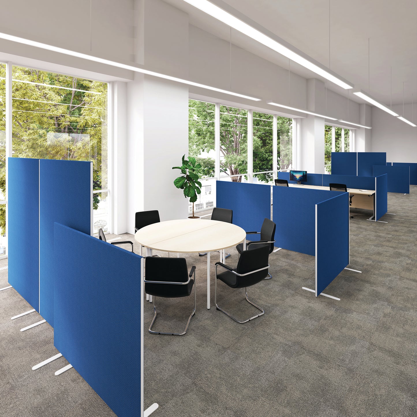 Jemini Straight Desk Mounted Screen 1200x25x400mm Blue KF78978