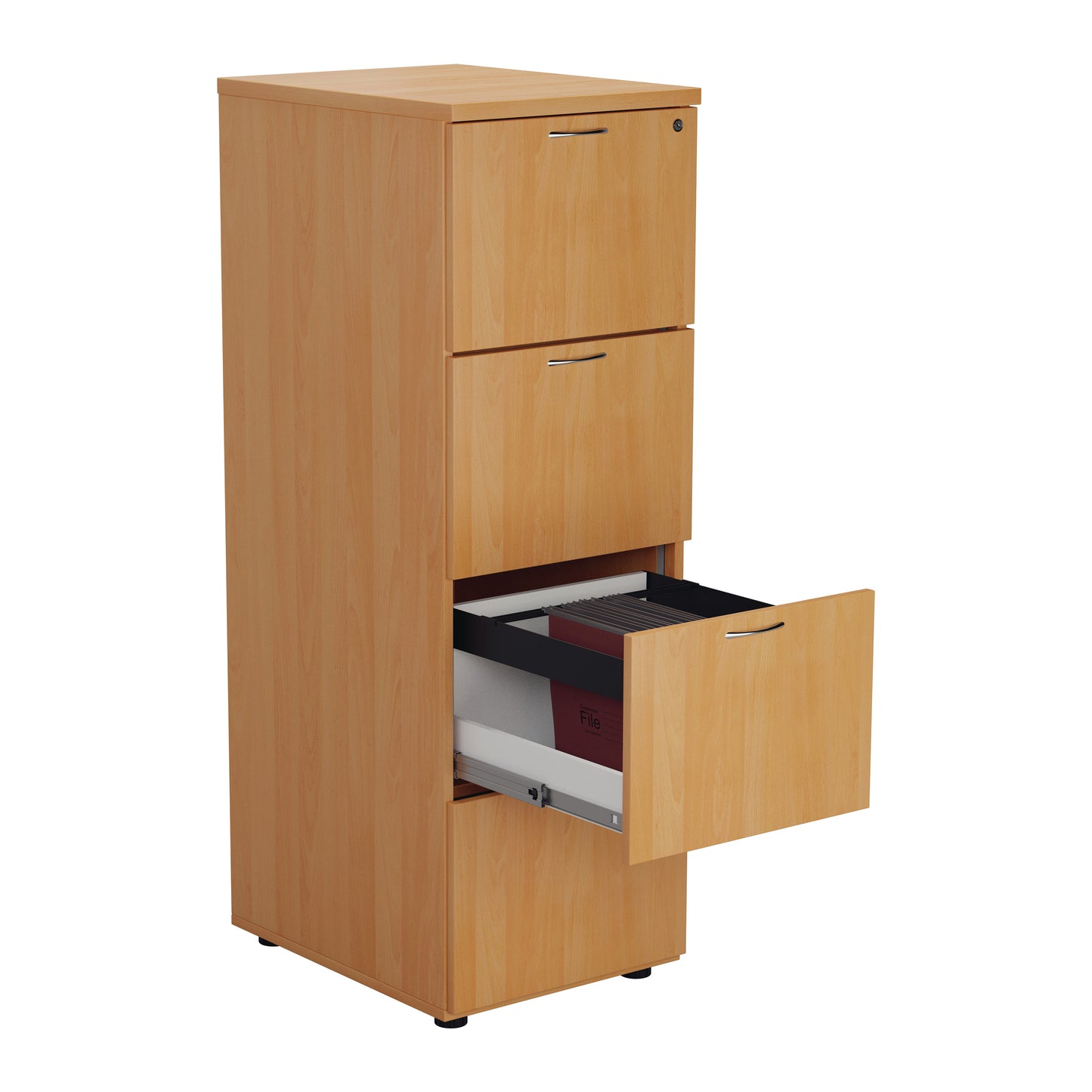 First 4 Drawer Filing Cabinet 464x600x1365mm Beech KF79917