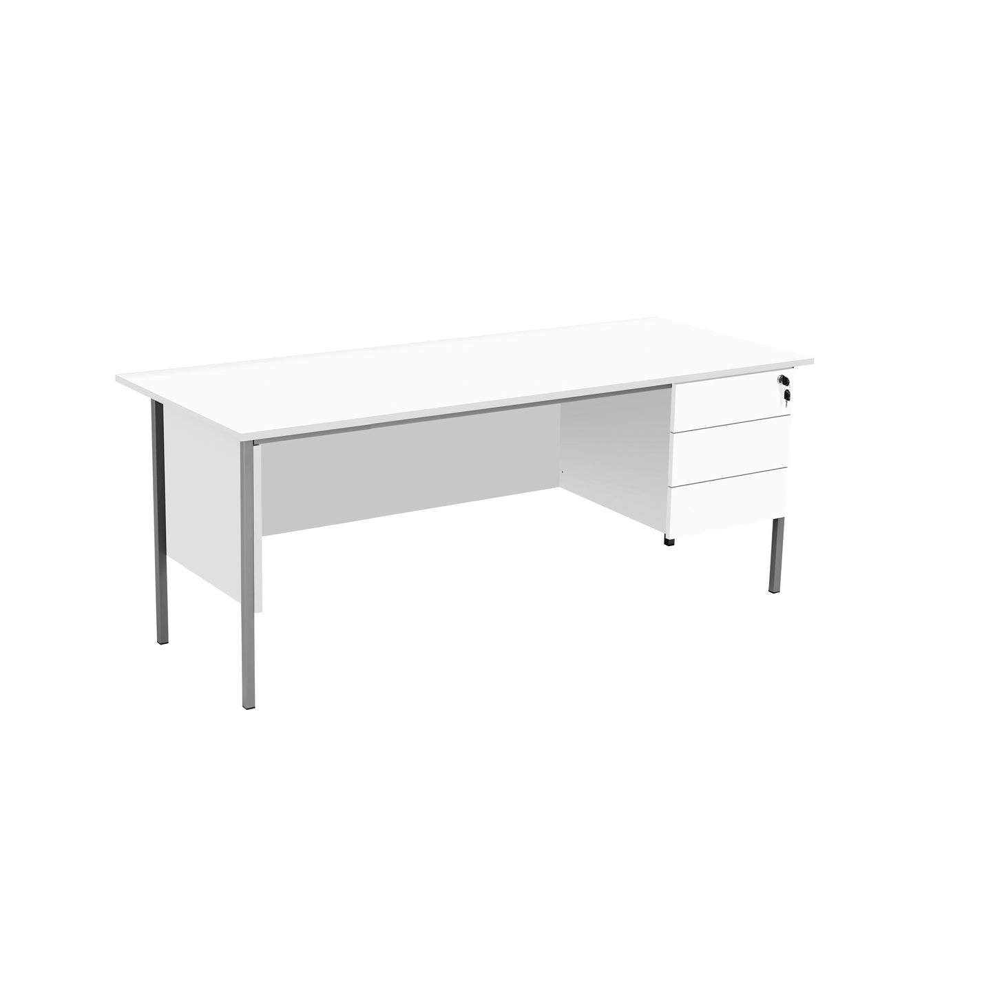 Serrion Rectangular 3 Drawer Pedestal 4 Leg Desk 1500x750x730mm White KF800071