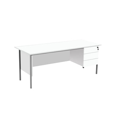 Serrion Rectangular 3 Drawer Pedestal 4 Leg Desk 1500x750x730mm White KF800071