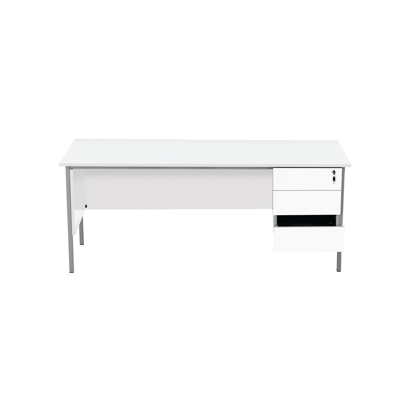 Serrion Rectangular 3 Drawer Pedestal 4 Leg Desk 1500x750x730mm White KF800071