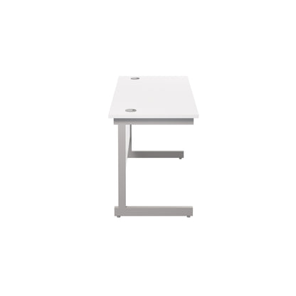 Jemini Single Rectangular Desk 1200x600x730mm White/Silver KF800431