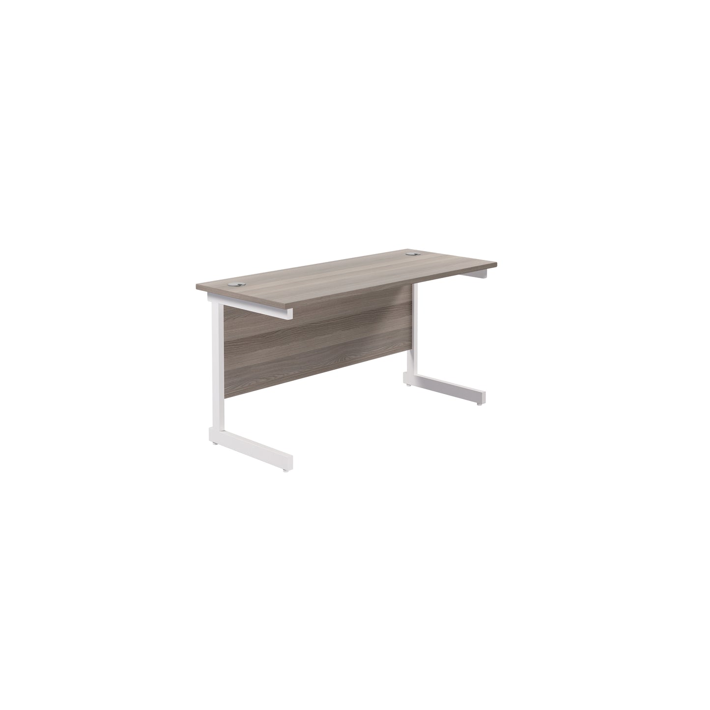 Jemini Single Rectangular Desk 1200x600x730mm Grey Oak/White KF800475