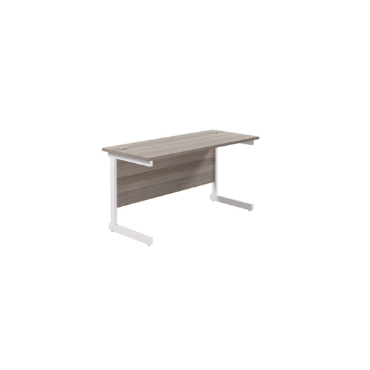 Jemini Single Rectangular Desk 1200x600x730mm Grey Oak/White KF800475