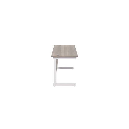 Jemini Single Rectangular Desk 1200x600x730mm Grey Oak/White KF800475