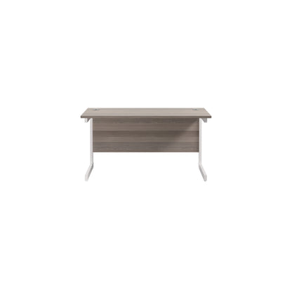 Jemini Single Rectangular Desk 1200x600x730mm Grey Oak/White KF800475