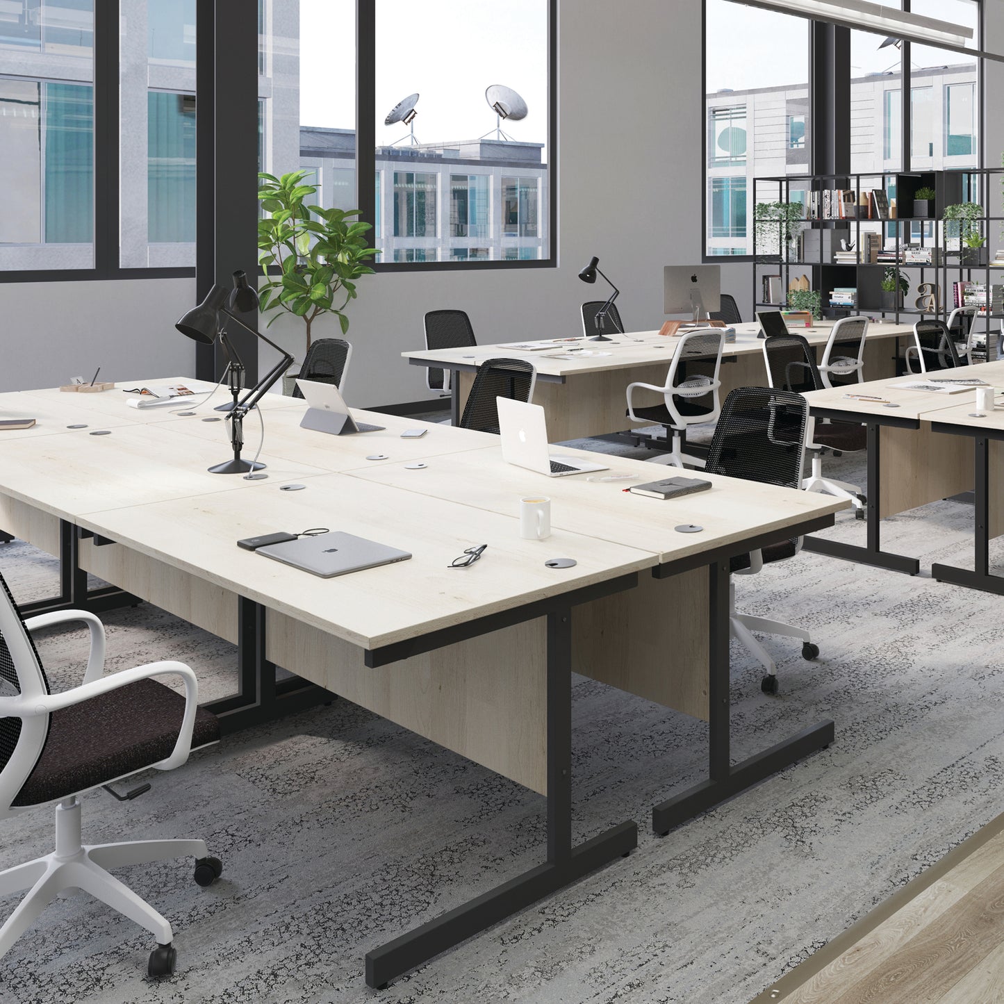 Jemini Single Rectangular Desk 1200x600x730mm Grey Oak/White KF800475
