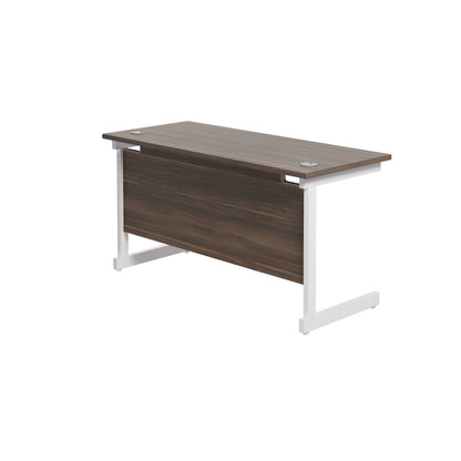 Jemini Single Rectangular Desk 1400x600x730mm Dark Walnut/White KF800632