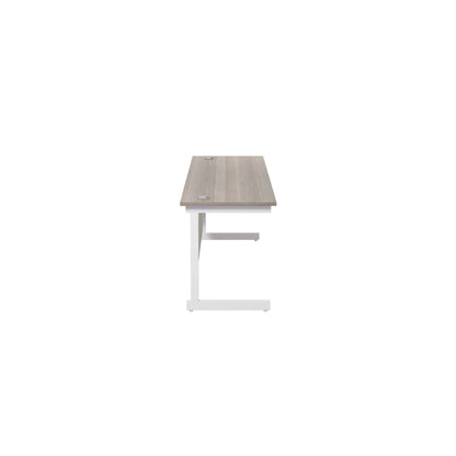 Jemini Single Rectangular Desk 1600x600x730mm Grey Oak/White KF800719