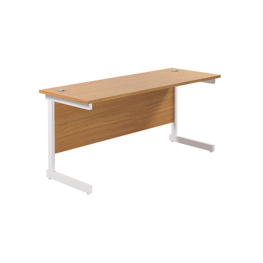 Jemini Single Rectangular Desk 1600x600x730mm Nova Oak/White KF800725