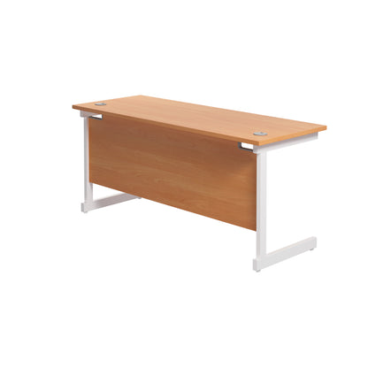 Jemini Single Rectangular Desk 1800x600x730mm Beech/White KF800821