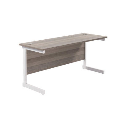 Jemini Single Rectangular Desk 1800x600x730mm Grey Oak/White KF800834