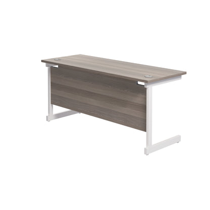 Jemini Single Rectangular Desk 1800x600x730mm Grey Oak/White KF800834