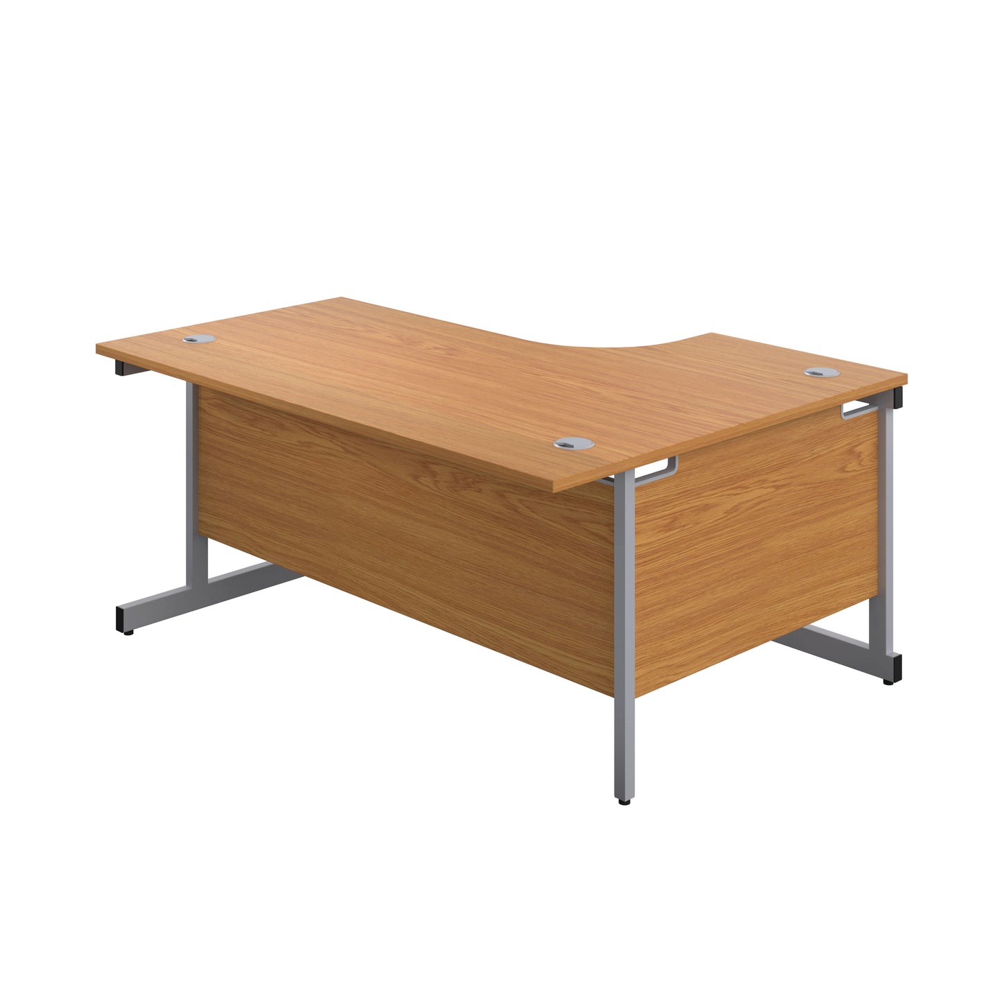 First Radial Left Hand Desk 1800x1200x730mm Nova Oak/Silver KF803140