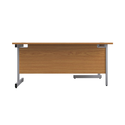 First Radial Left Hand Desk 1800x1200x730mm Nova Oak/Silver KF803140