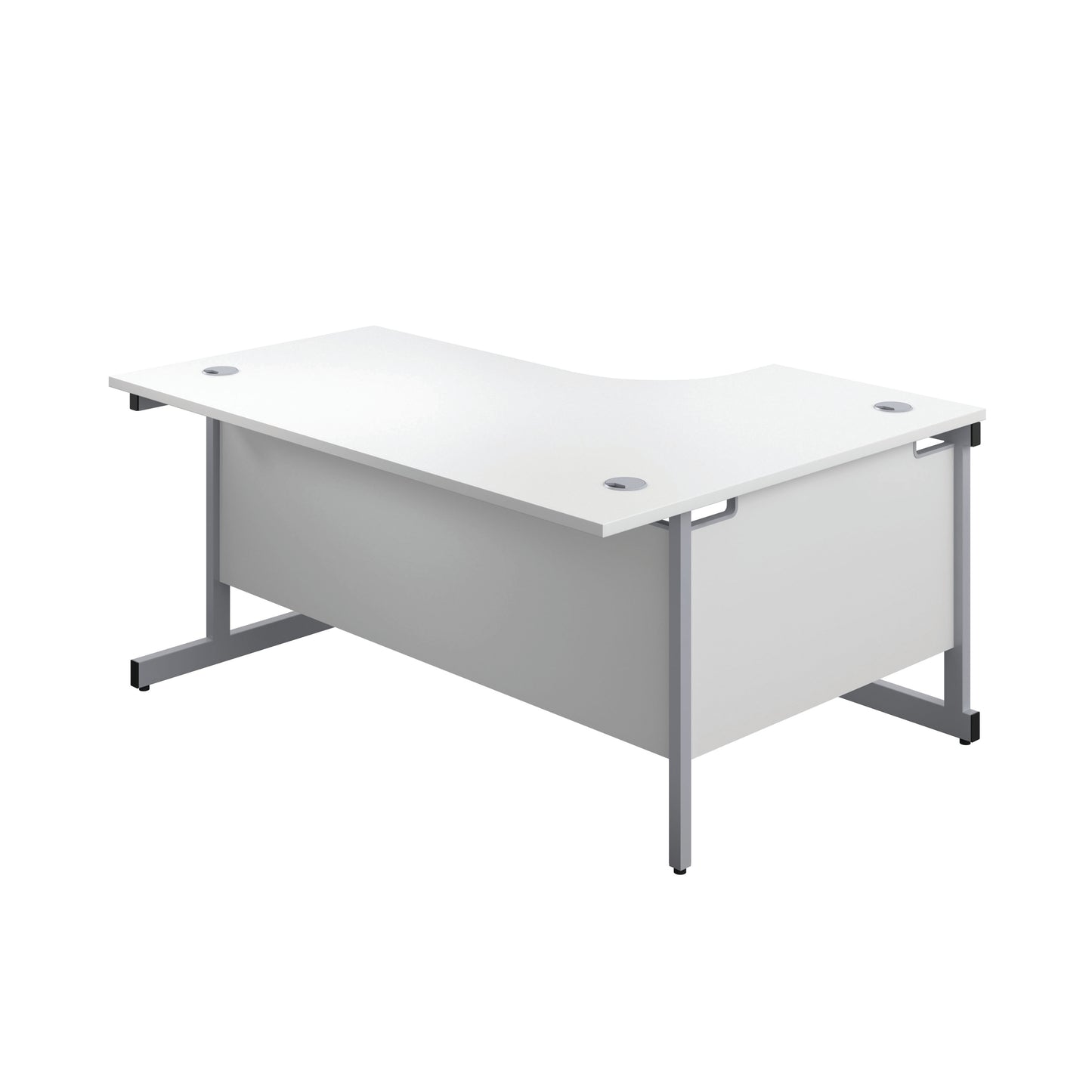 First Radial Left Hand Desk 1800x1200x730mm White/Silver KF803157