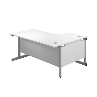 First Radial Left Hand Desk 1800x1200x730mm White/Silver KF803157
