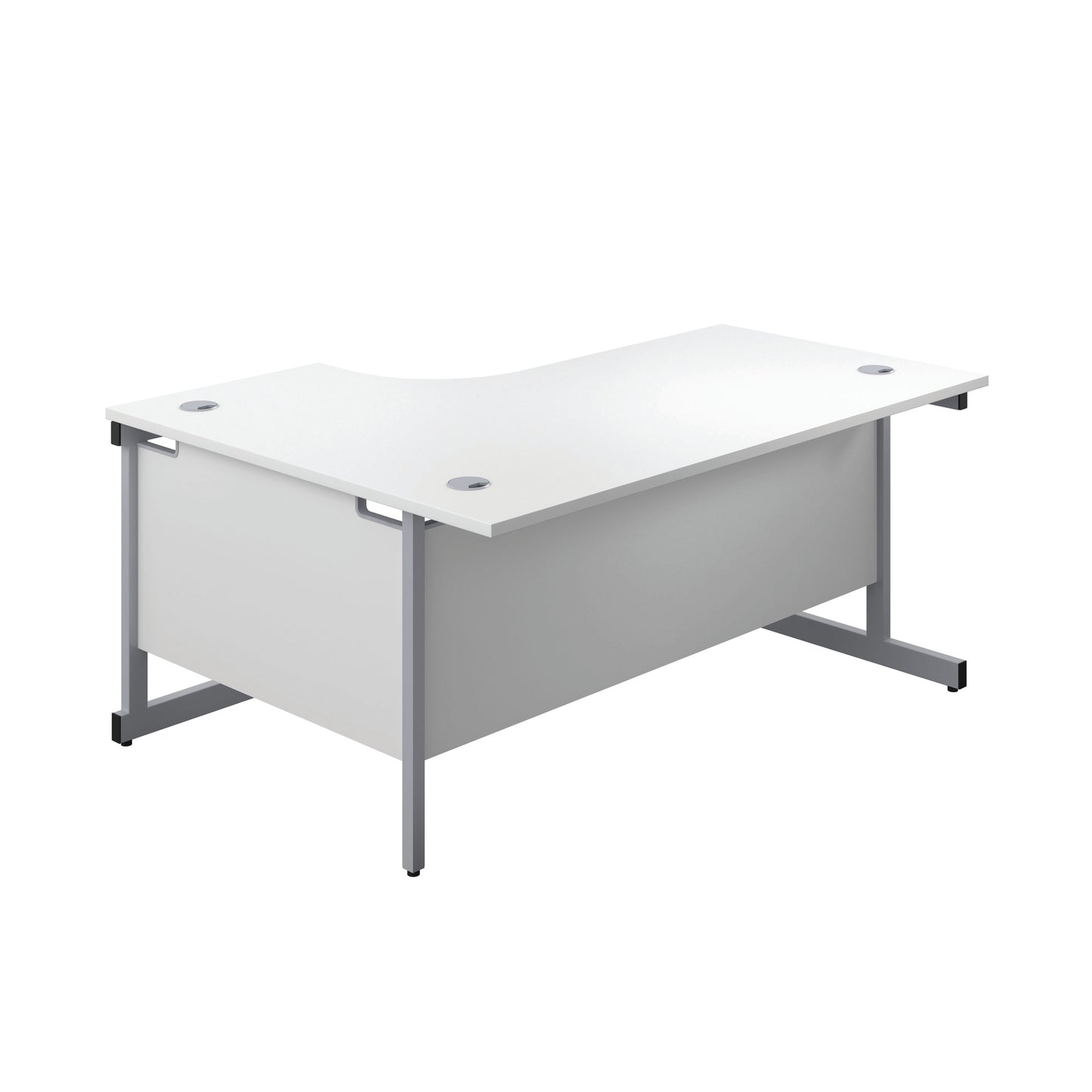First Radial Right Hand Desk 1800x1200x730mm White/Silver KF803188