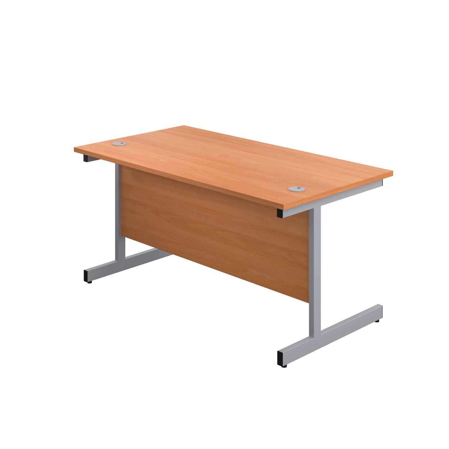 First Rectangular Cantilever Desk 1400x800x730mm Beech/Silver KF803379