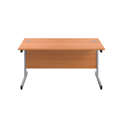 First Rectangular Cantilever Desk 1400x800x730mm Beech/Silver KF803379