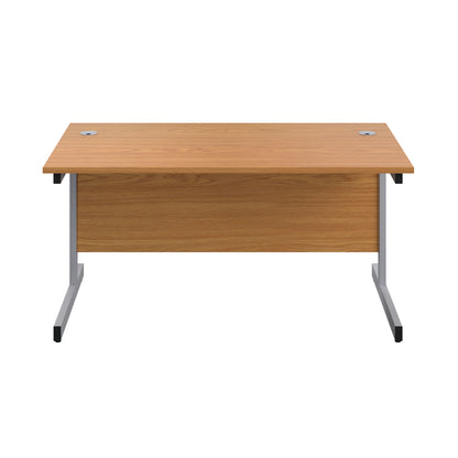 First Rectangular Cantilever Desk 1400x800x730mm Nova Oak/Silver KF803386