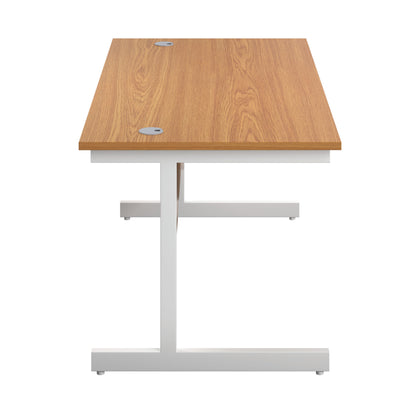 First Rectangular Cantilever Desk 1400x800x730mm Nova Oak/White KF803416