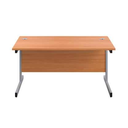 First Rectangular Cantilever Desk 1600x800x730mm Beech/Silver KF803430
