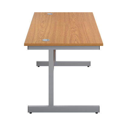 First Rectangular Cantilever Desk 1600x800x730mm Nova Oak/Silver KF803447